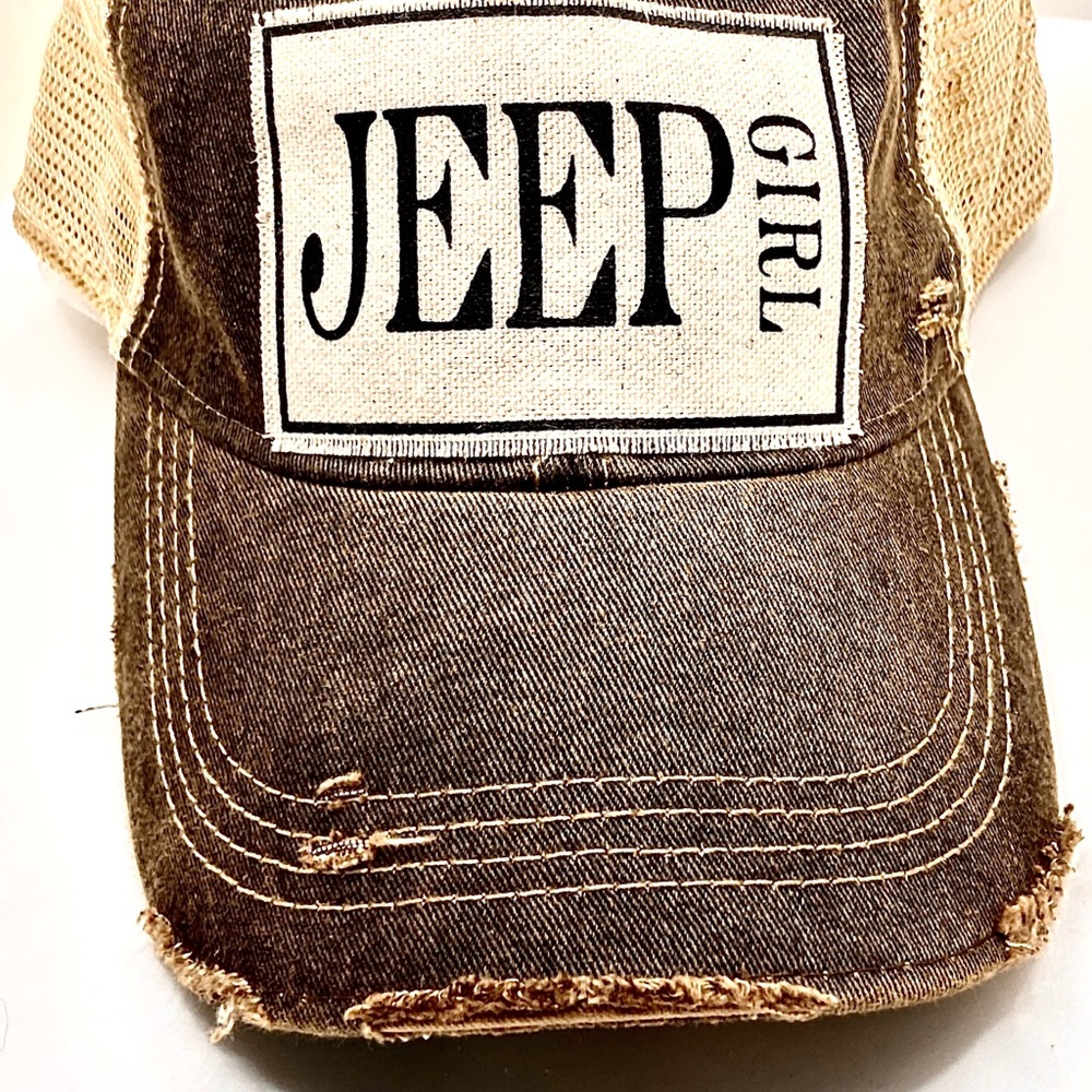 JEEP GIRL! Brand new, distressed style, boutique, adjustable baseball cap!